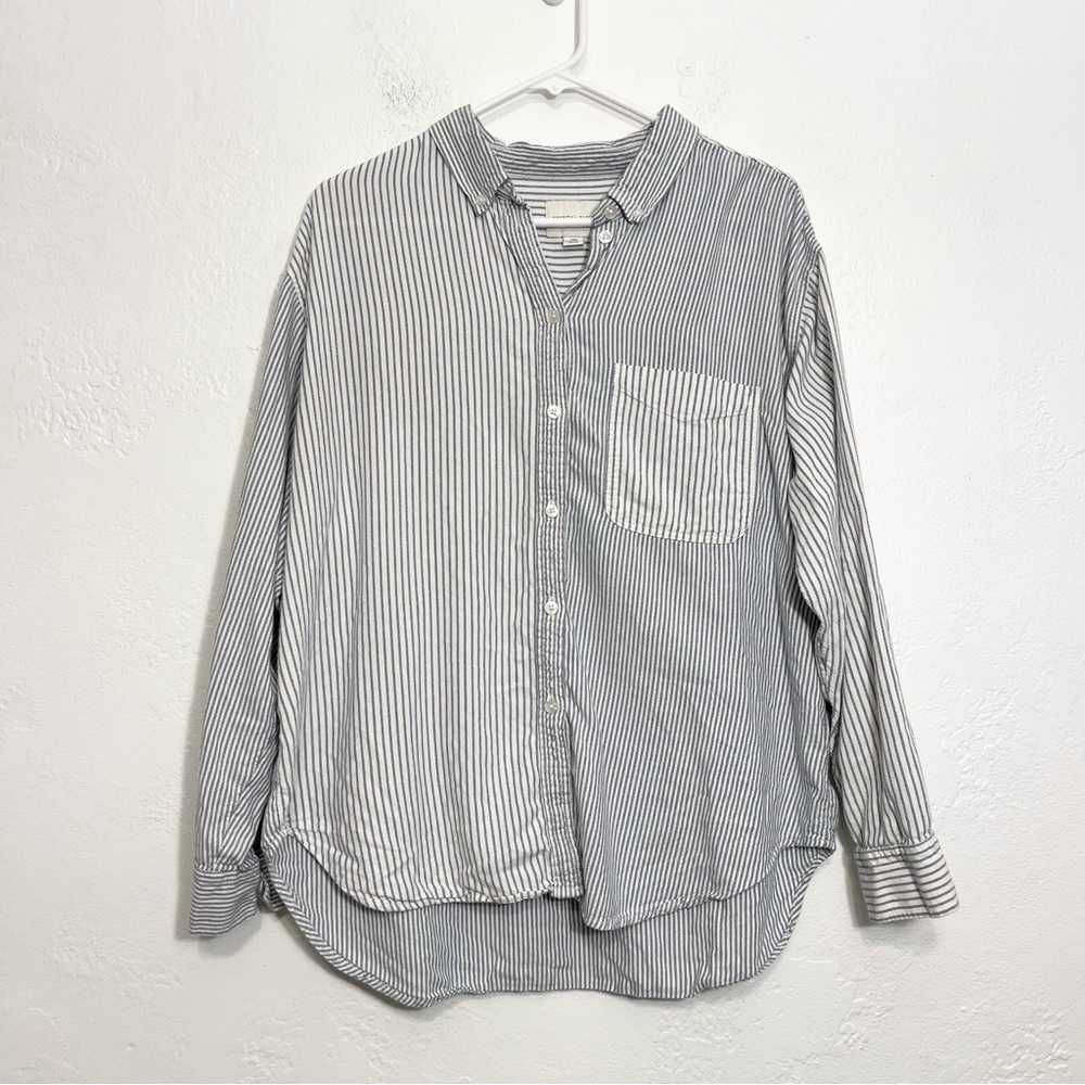 American Eagle striped color block button up flannel